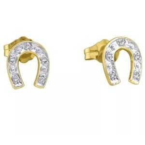 10k Yellow Gold Diamond Horseshoe Earring 1/20Cttw